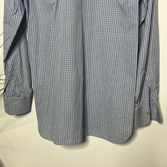 #53 KITON Designer Blue Gingham Plaid Cotton Shirt 15 - Picture 7 of 13